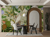 Hand-painted botanical wallpaper design

