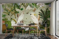 Botanical wallpaper with bright blooms

