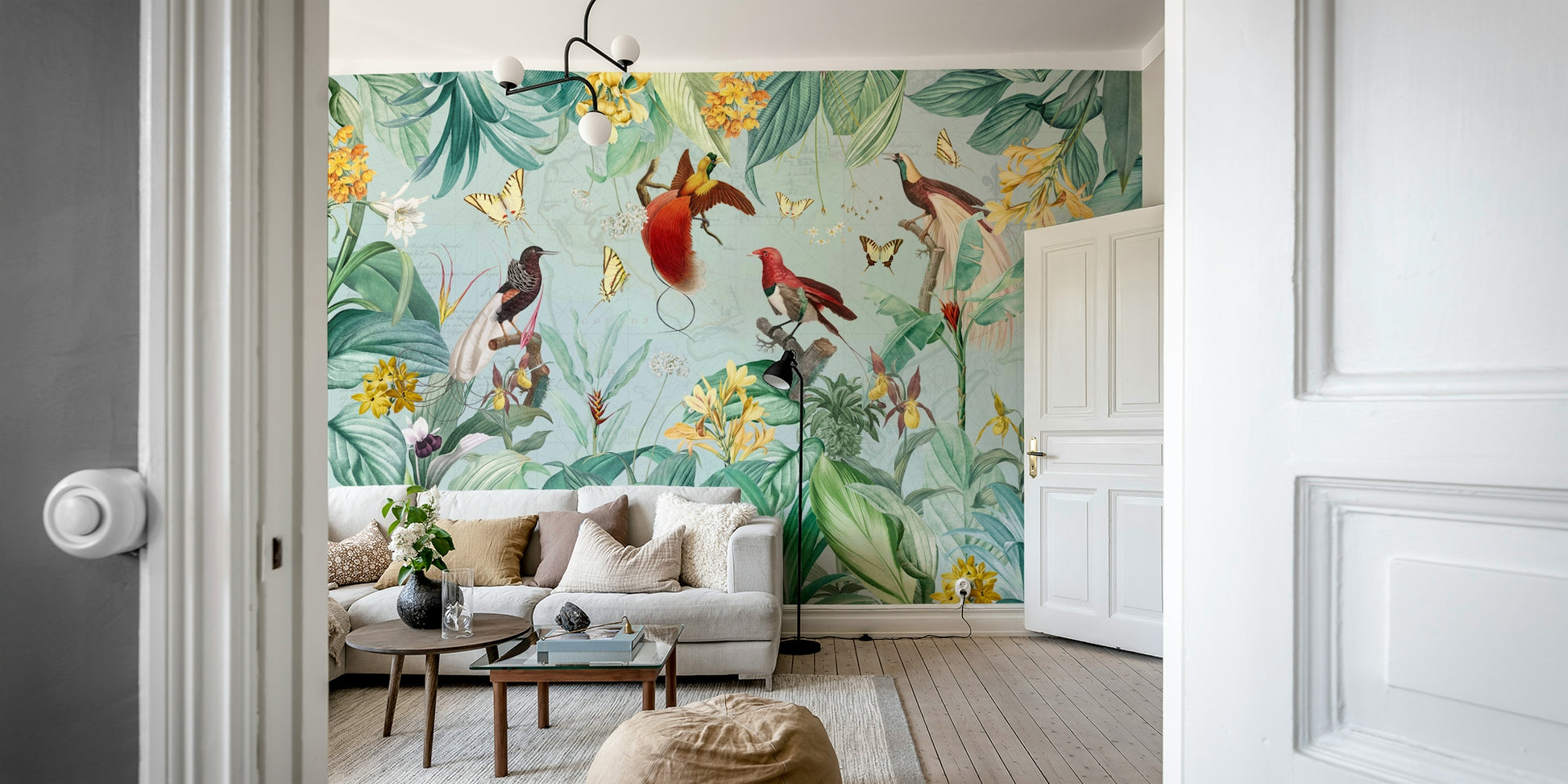 Nature-inspired wallpaper for living rooms

