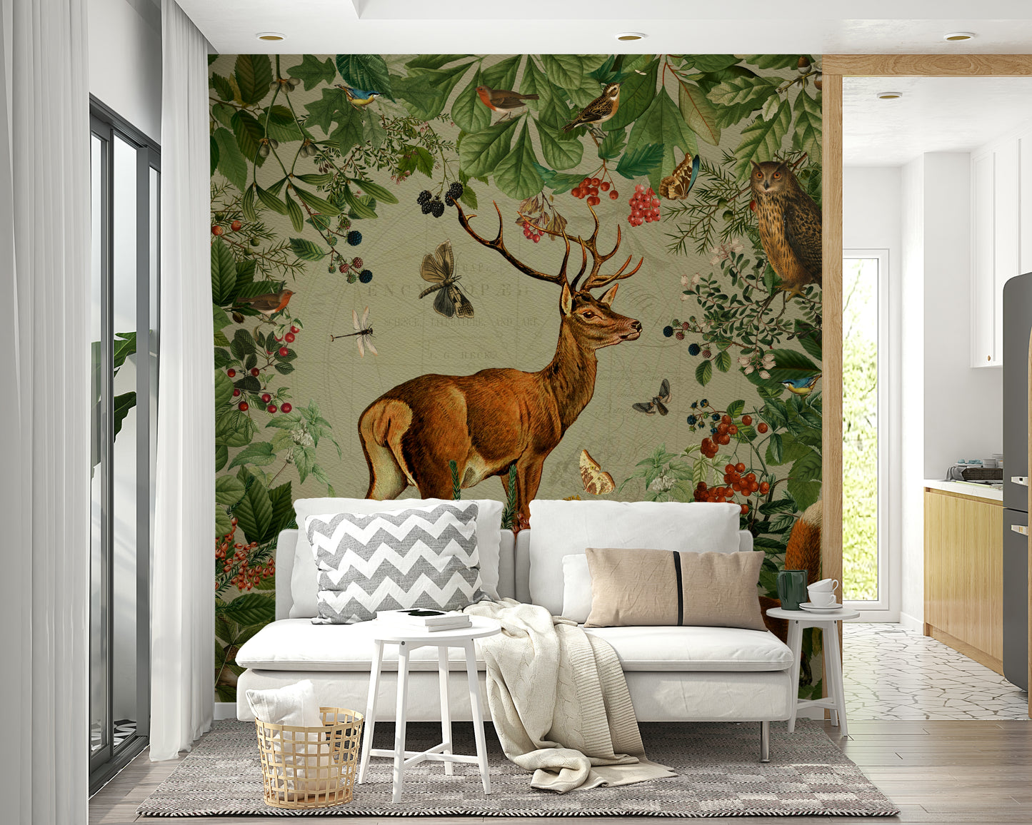 Whimsical woodland wallpaper design

