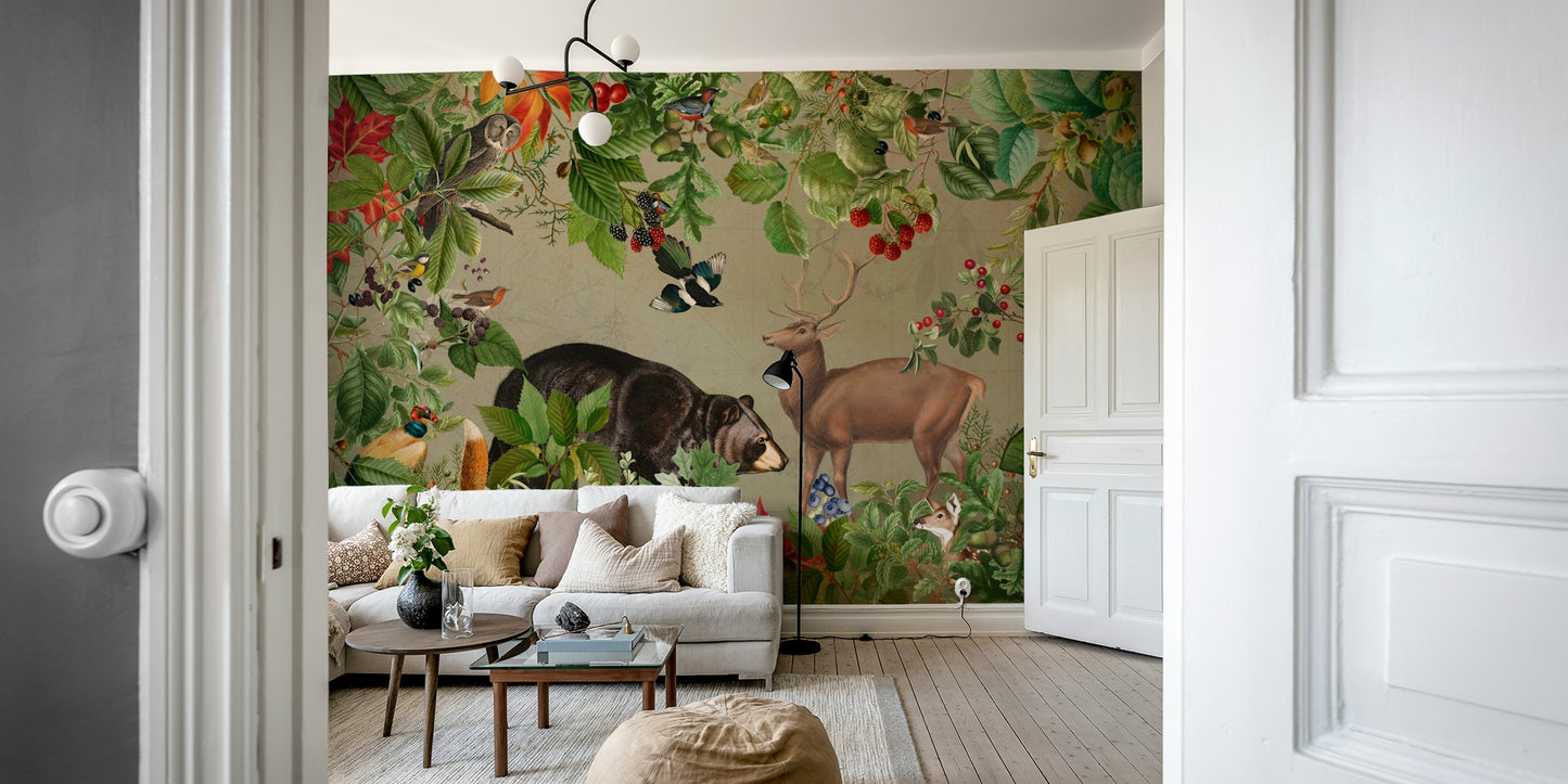 Hand-painted forest wall mural

