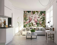 Serene botanical wall mural design


