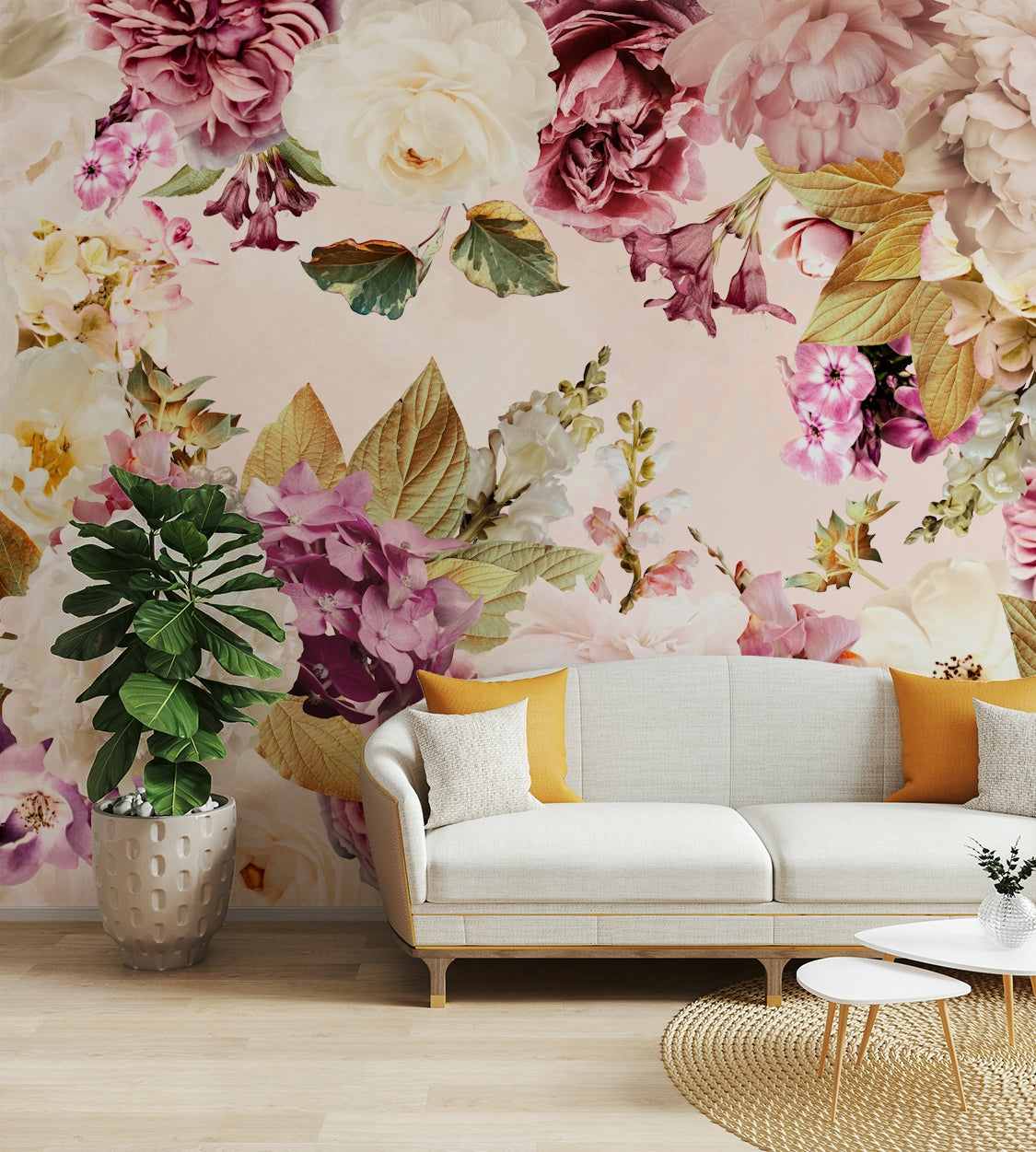 Deep color floral wallpaper design

