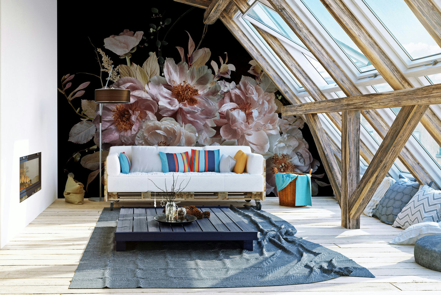 Artistic wallpaper with night garden theme

