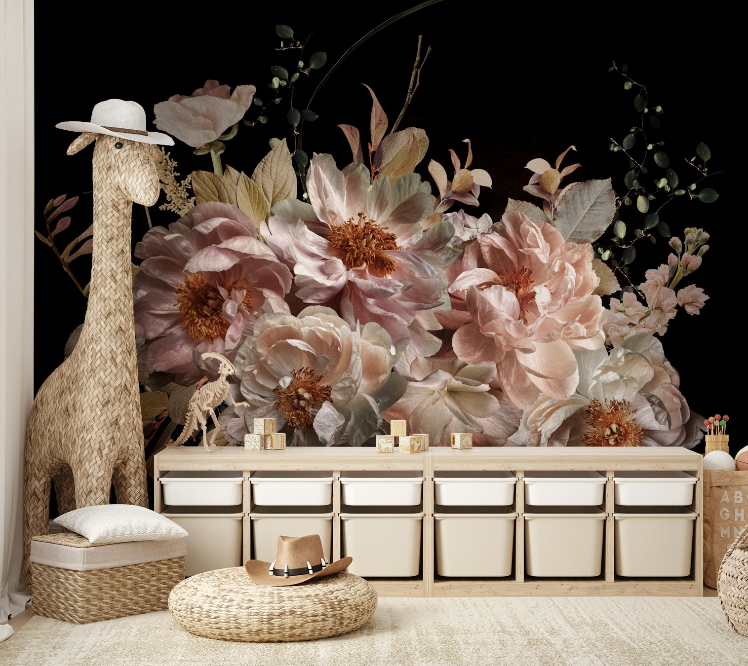 Soft flower wallpaper for living rooms

