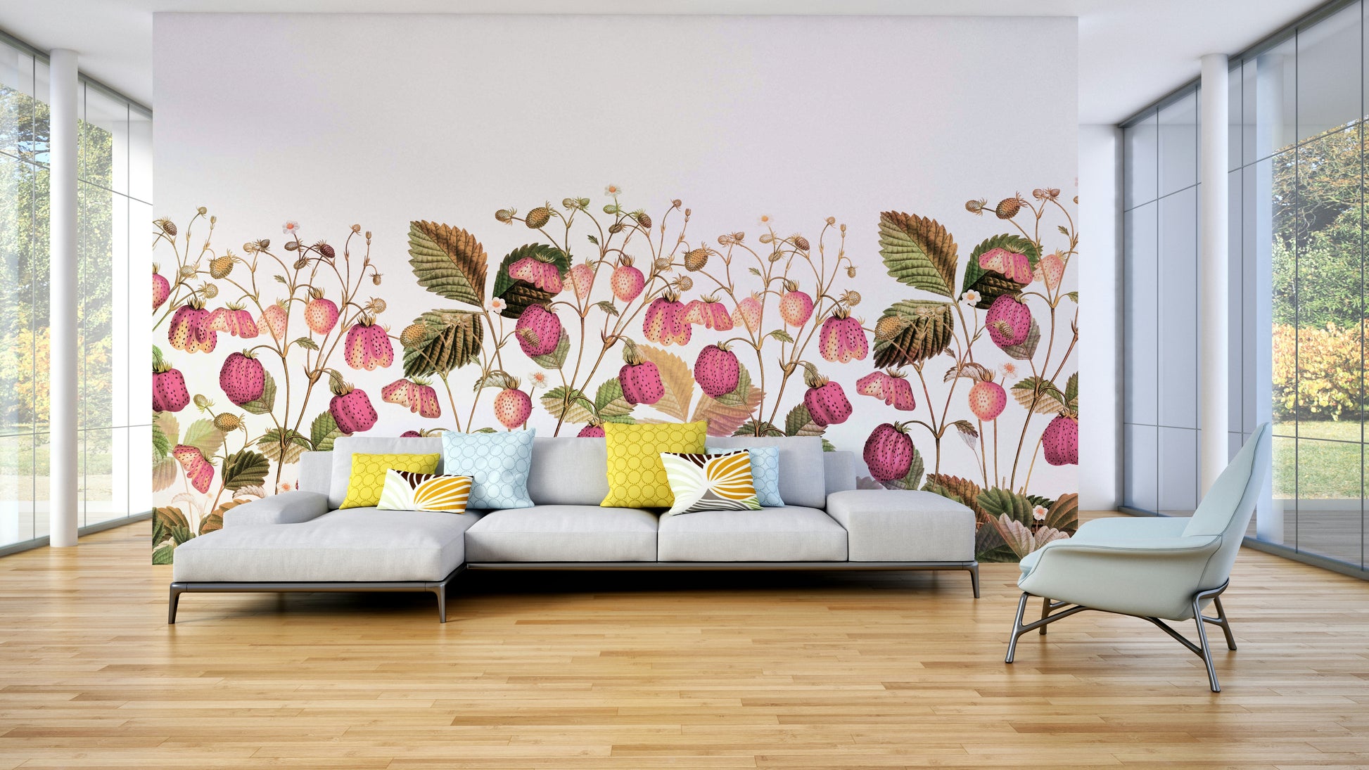 Fresh strawberry garden wallpaper for walls

