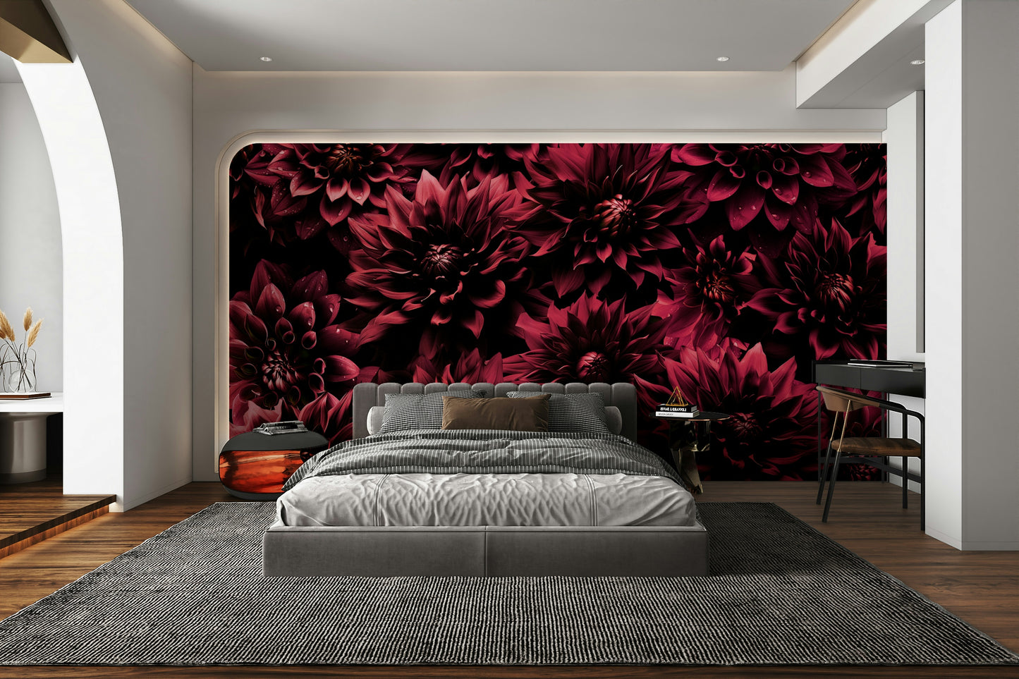Sophisticated dahlia wallpaper design

