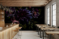 Soft floral wall mural in blues and greens

