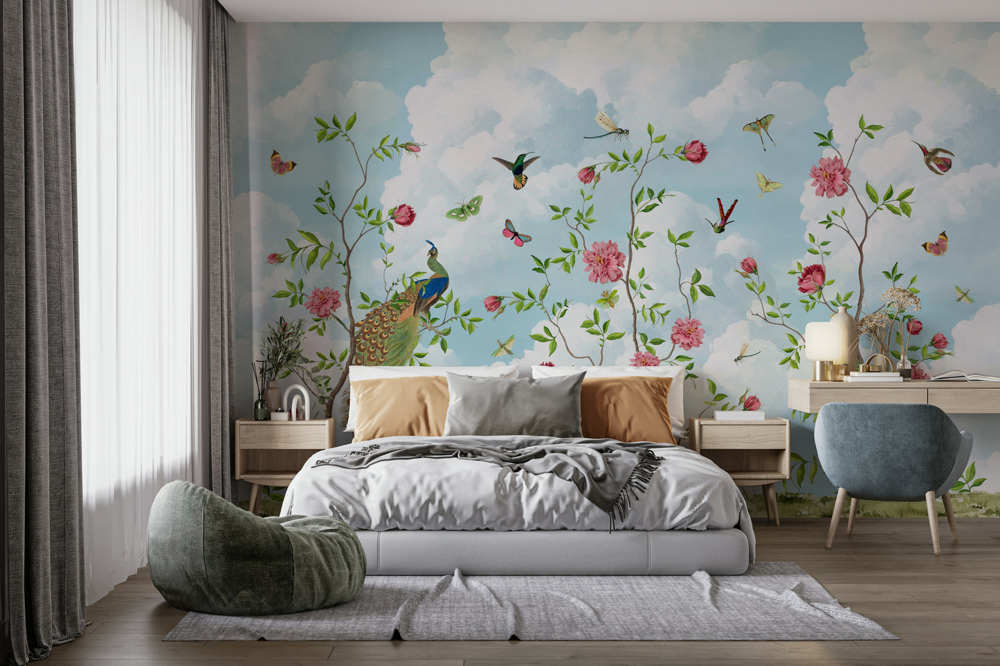 Calm botanical mural wallpaper

