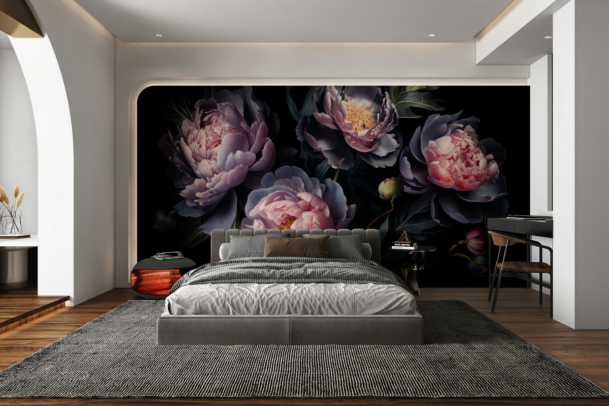 Elegant dark floral wallpaper for walls

