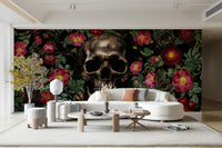 Thoughtful wallpaper with floral motifs


