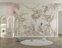 Detailed jungle mural wallpaper

