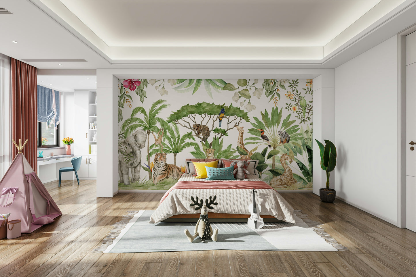 Soft pastel animal-themed wallpaper

