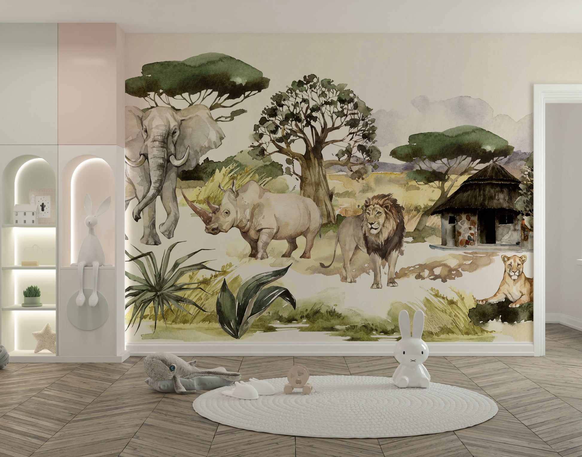 Peaceful wallpaper with African animals

