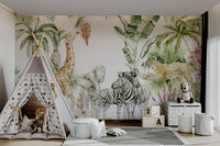 Wall mural with soft wildlife and foliage


