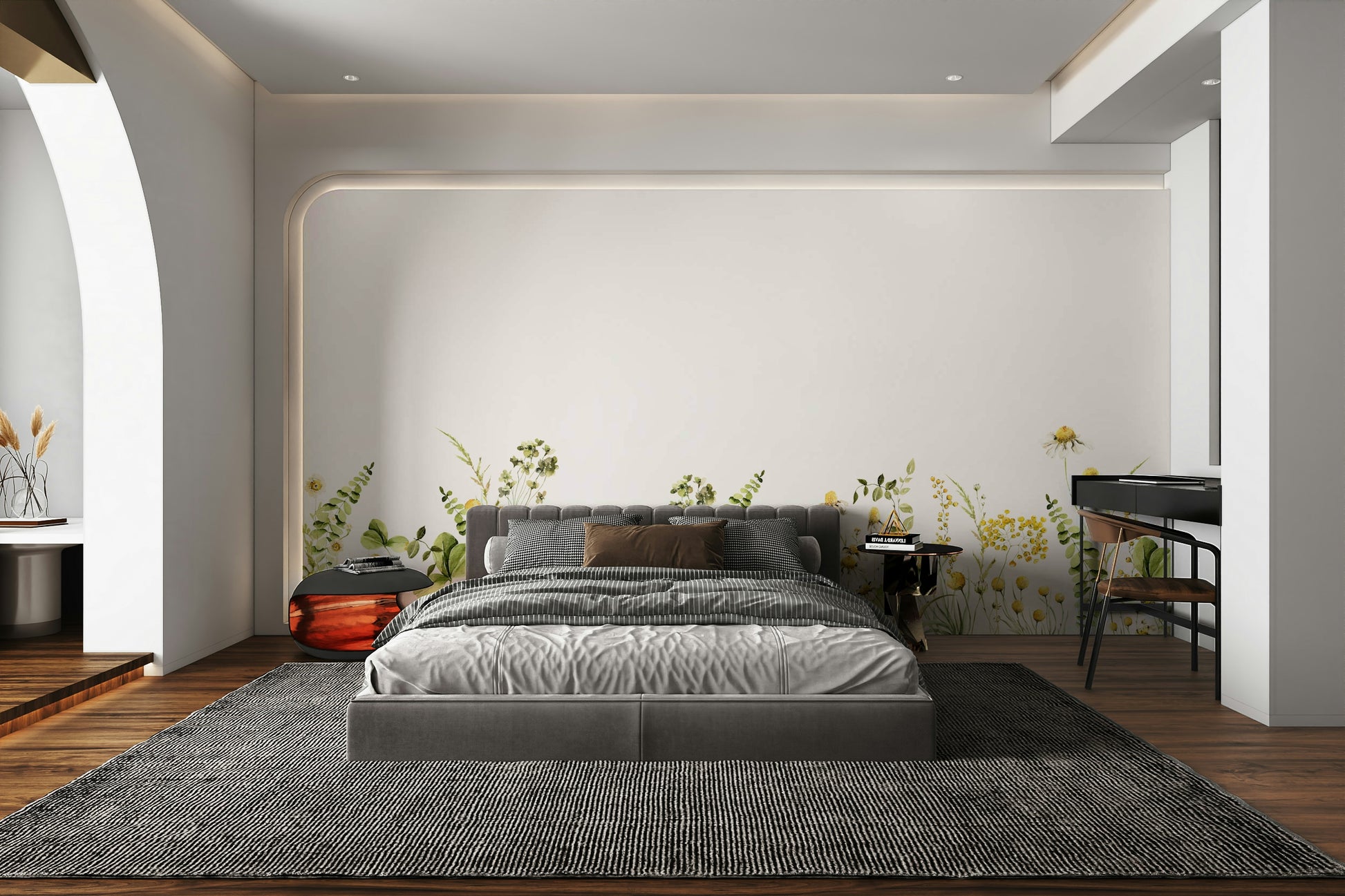 Wildflower field wall mural for bedrooms

