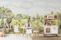 Gentle forest wall mural for quiet rooms

