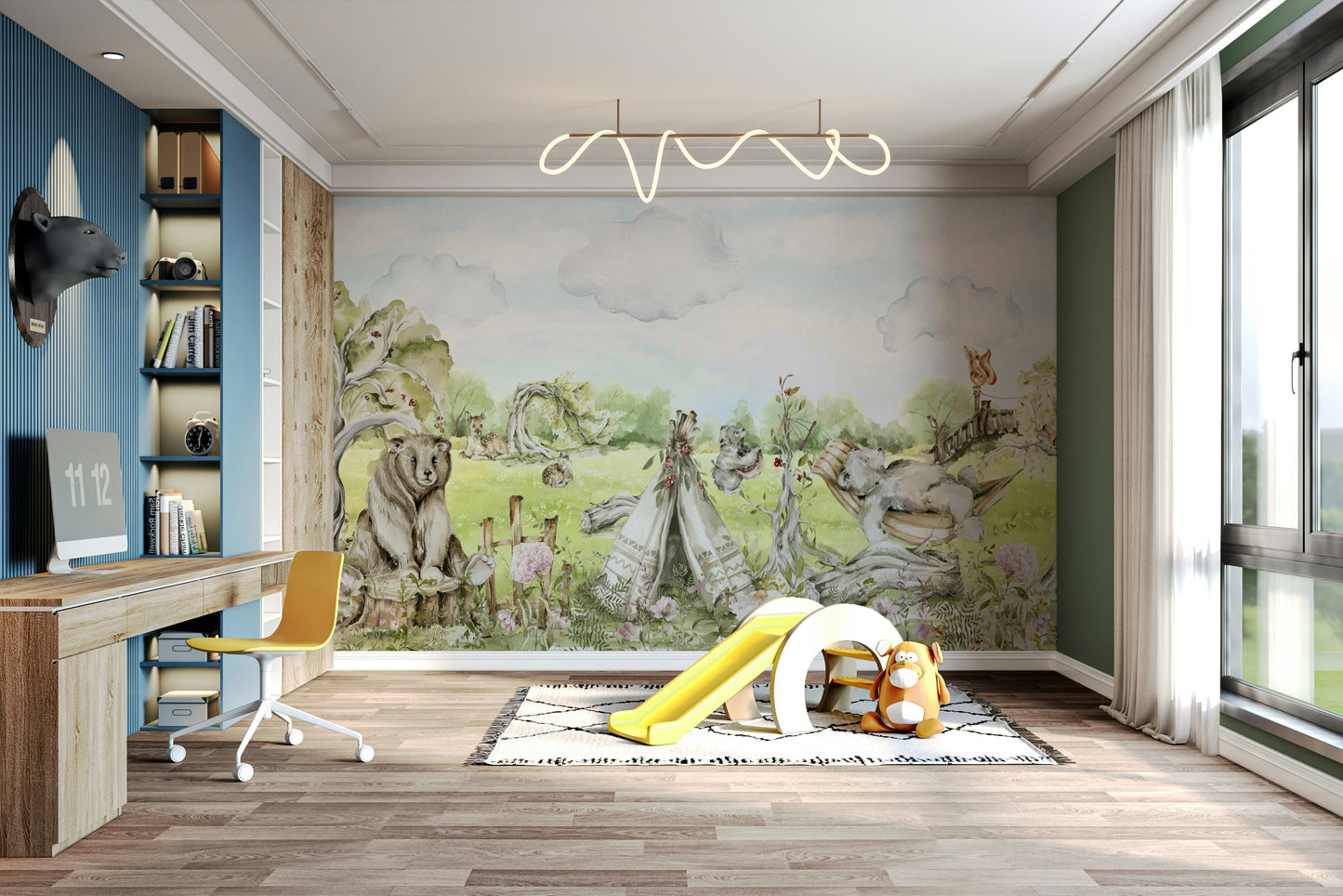 Calm wallpaper for walls with forest design

