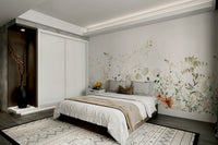 Bedroom wildflower mural wallpaper

