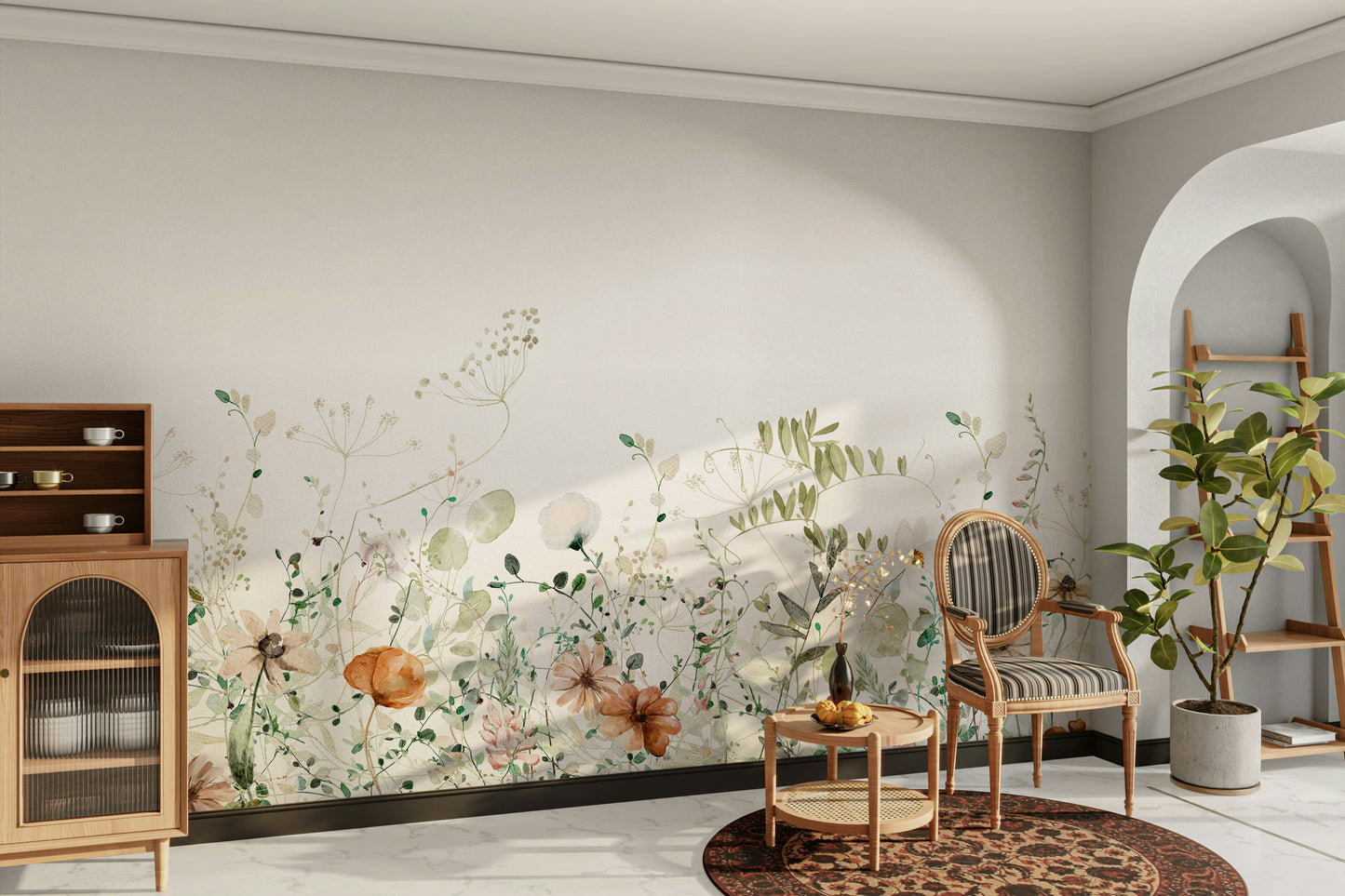 Light flower meadow mural

