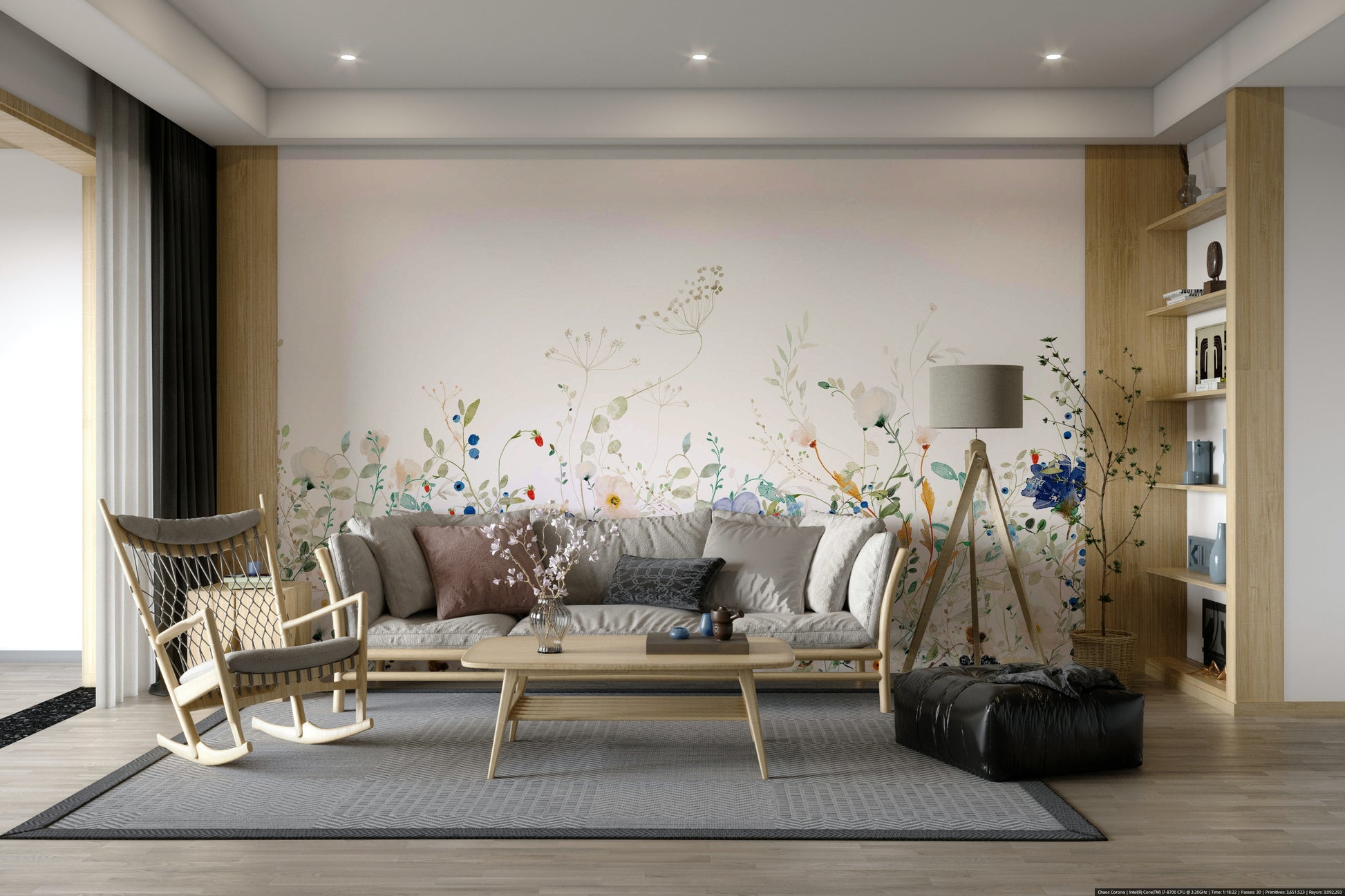 Soft floral wallpaper for walls

