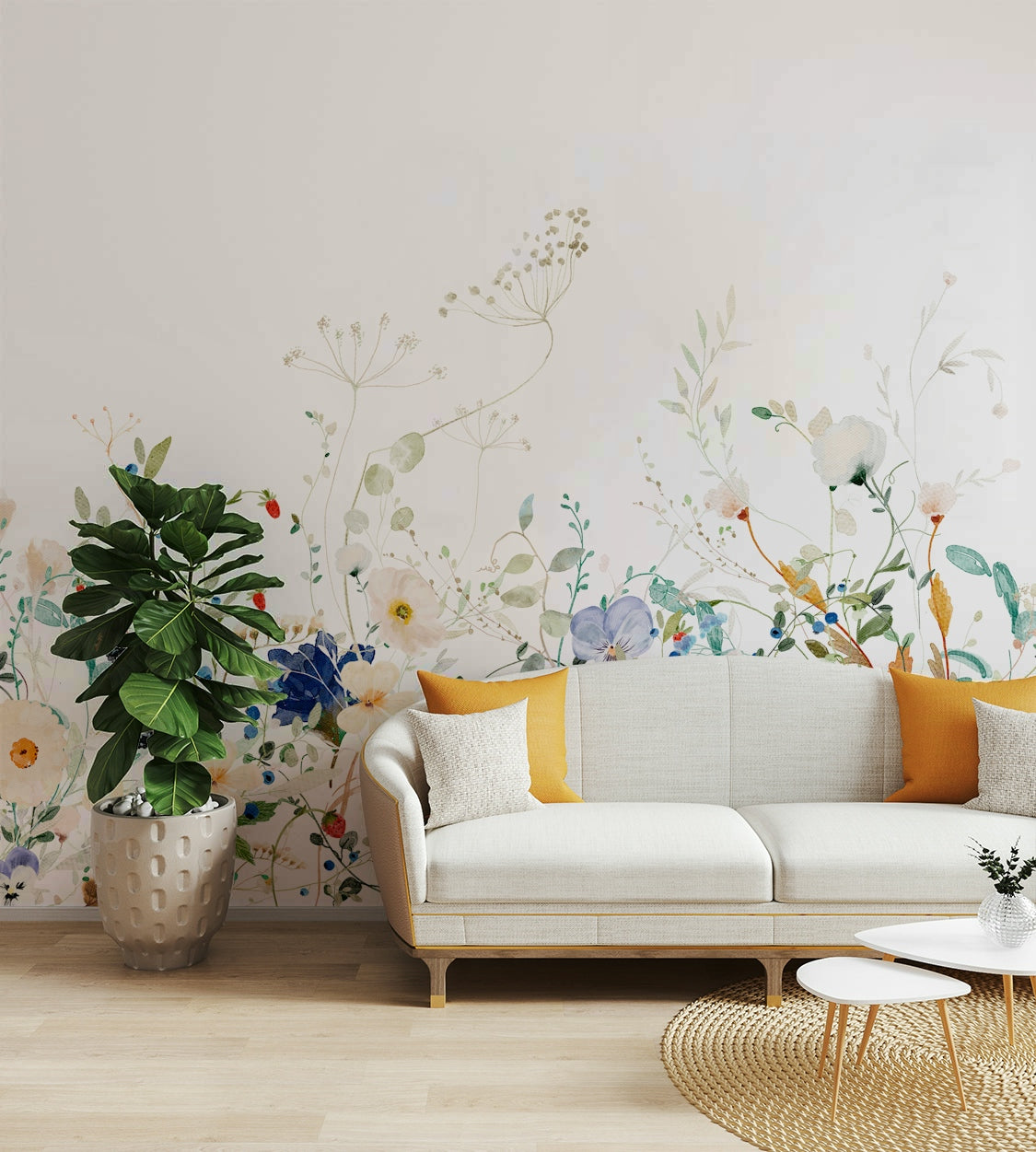Bedroom floral wall mural

