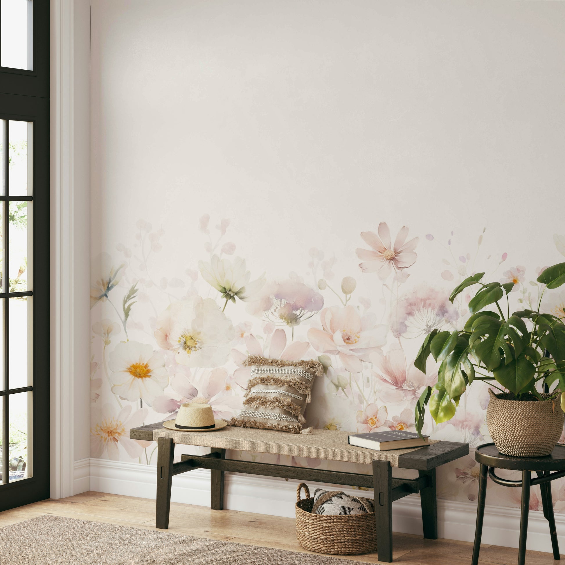 Soft floral wallpaper for walls

