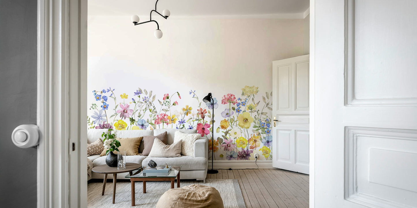 Hand-painted wildflower wallpaper

