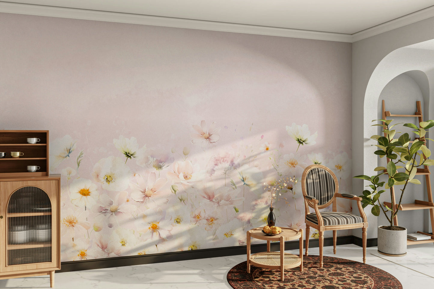 Durable floral mural wallpaper

