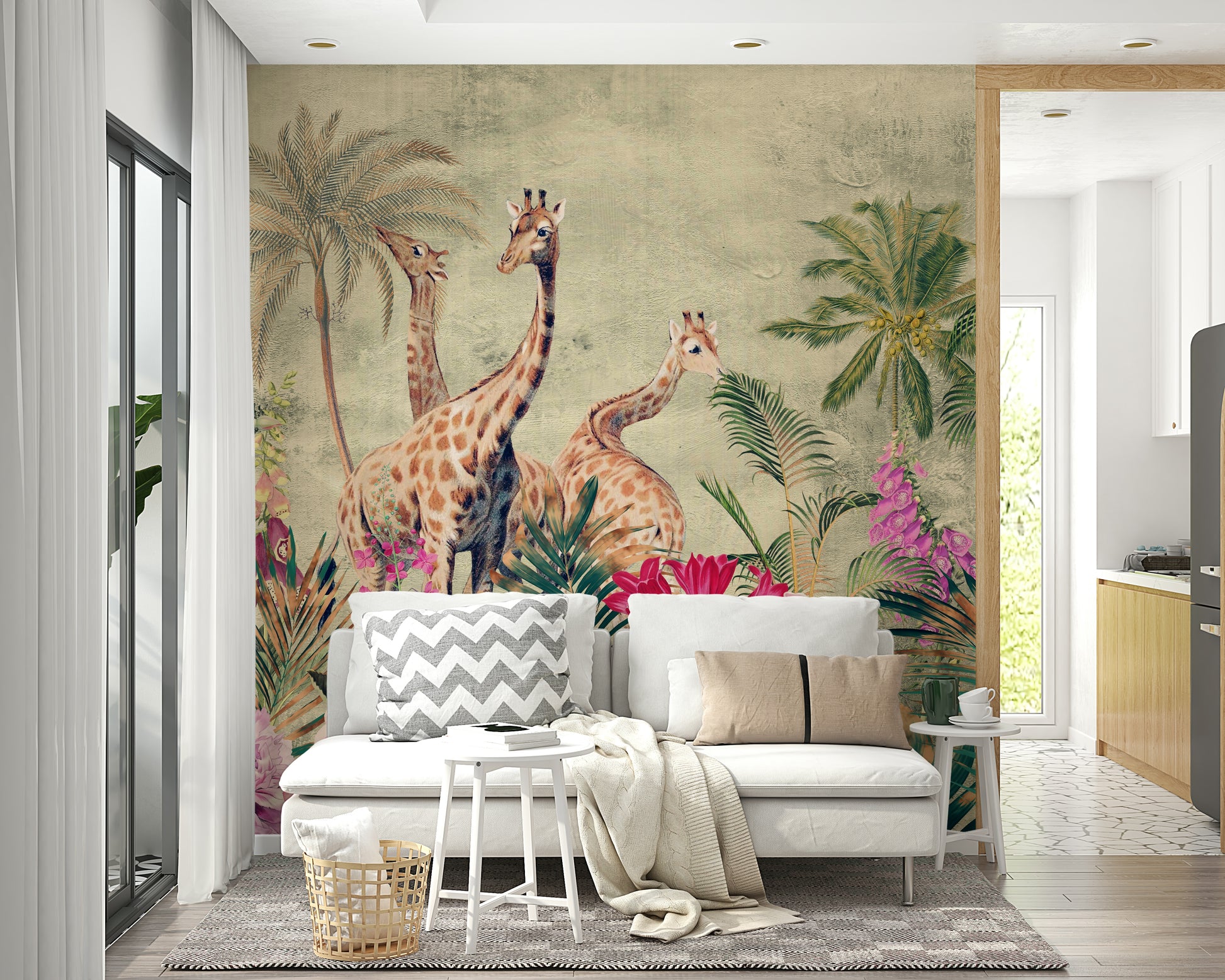 Warm grassland mural design

