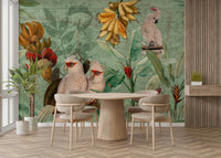 Tropical wallpaper with vintage style

