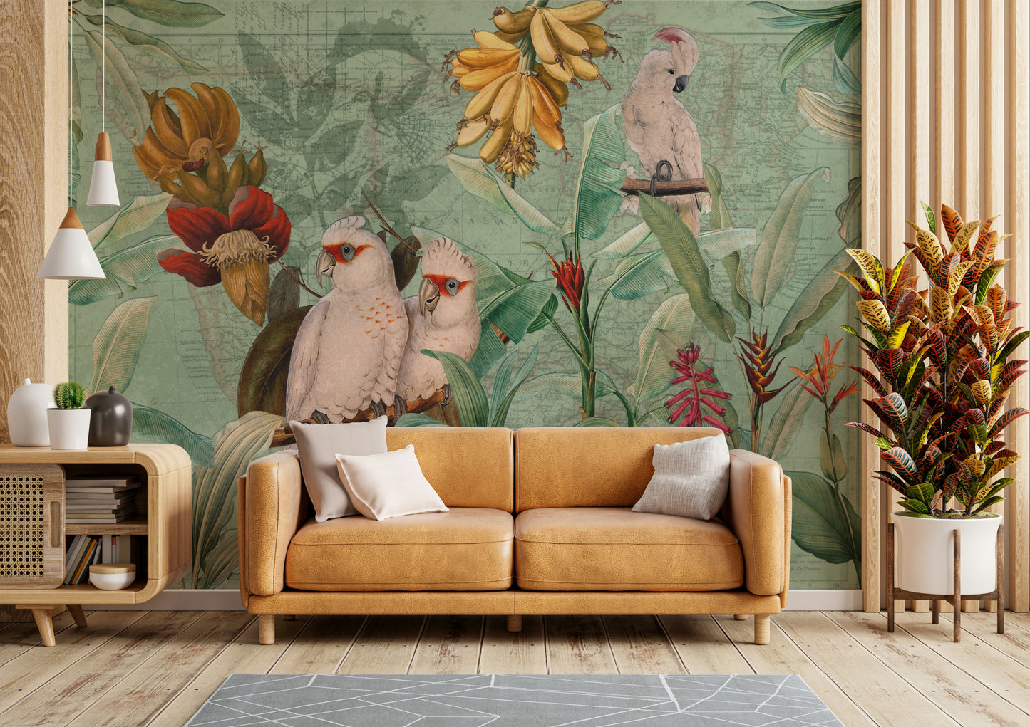 Antique-style tropical wallpaper

