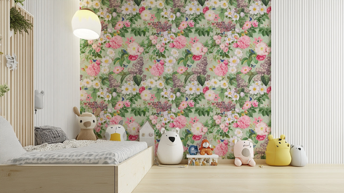 Soft floral wallpaper for walls

