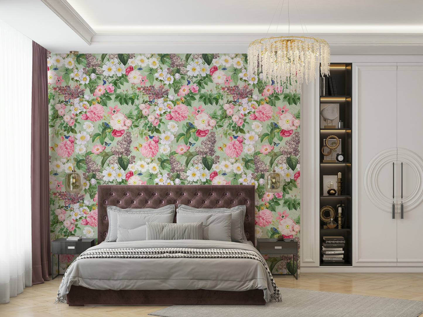 Calm garden-inspired wallpaper

