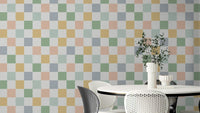 Checker Geometric Squares Vintage Wallpaper with bold square pattern.

