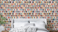 Pills Copper Scandi Brown Wallpaper with geometric pill shapes.

