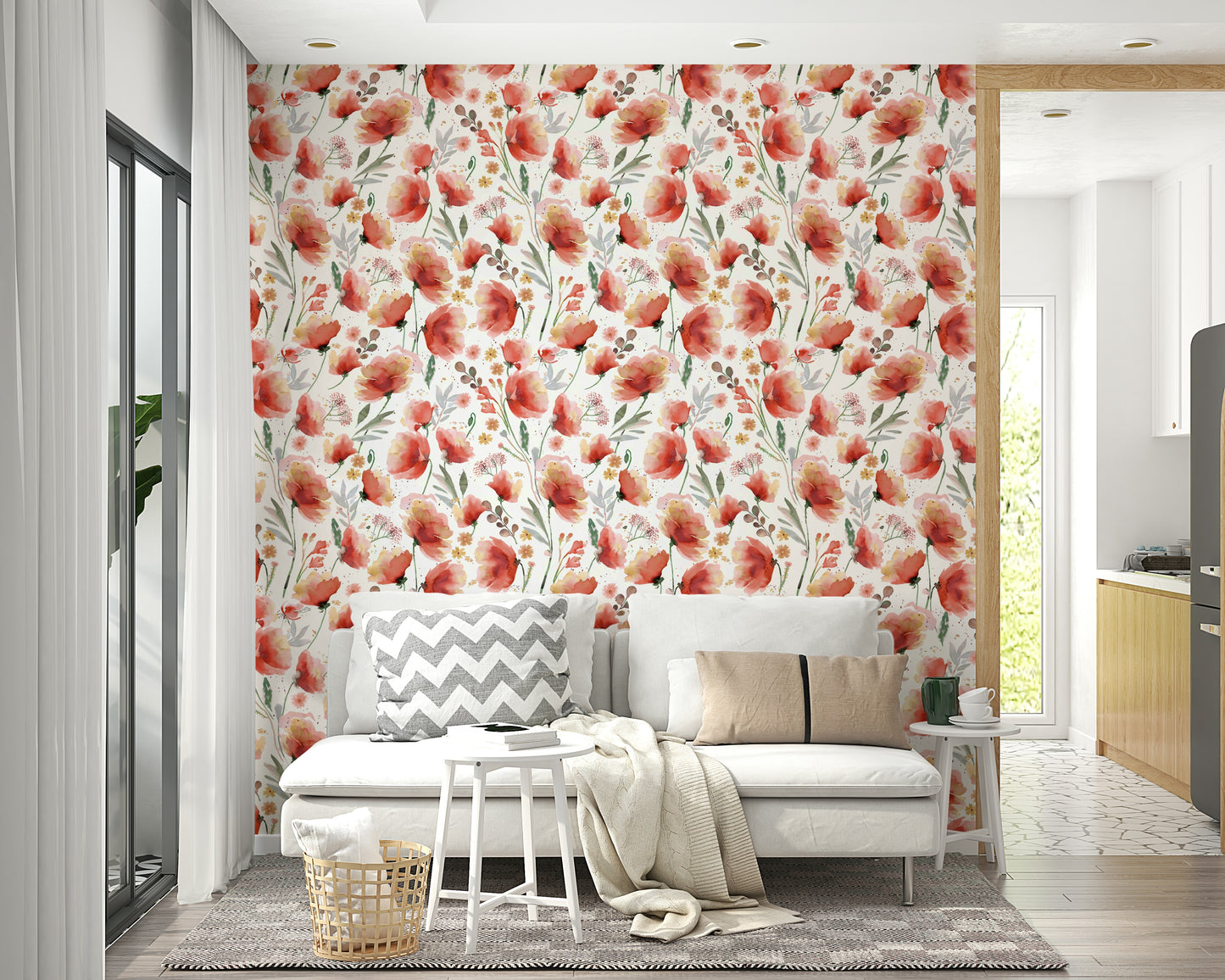 Watercolor poppy design for a natural, rustic wall accent.

