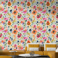 Retro-inspired wallpaper with vibrant orange spring poppies.

