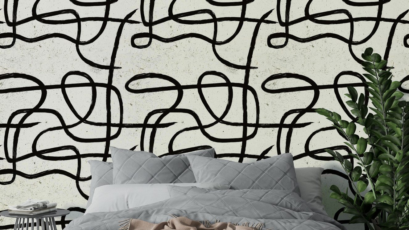 Scandinavian Japanese Minimal Marker Wallpaper with soft hand-drawn lines.

