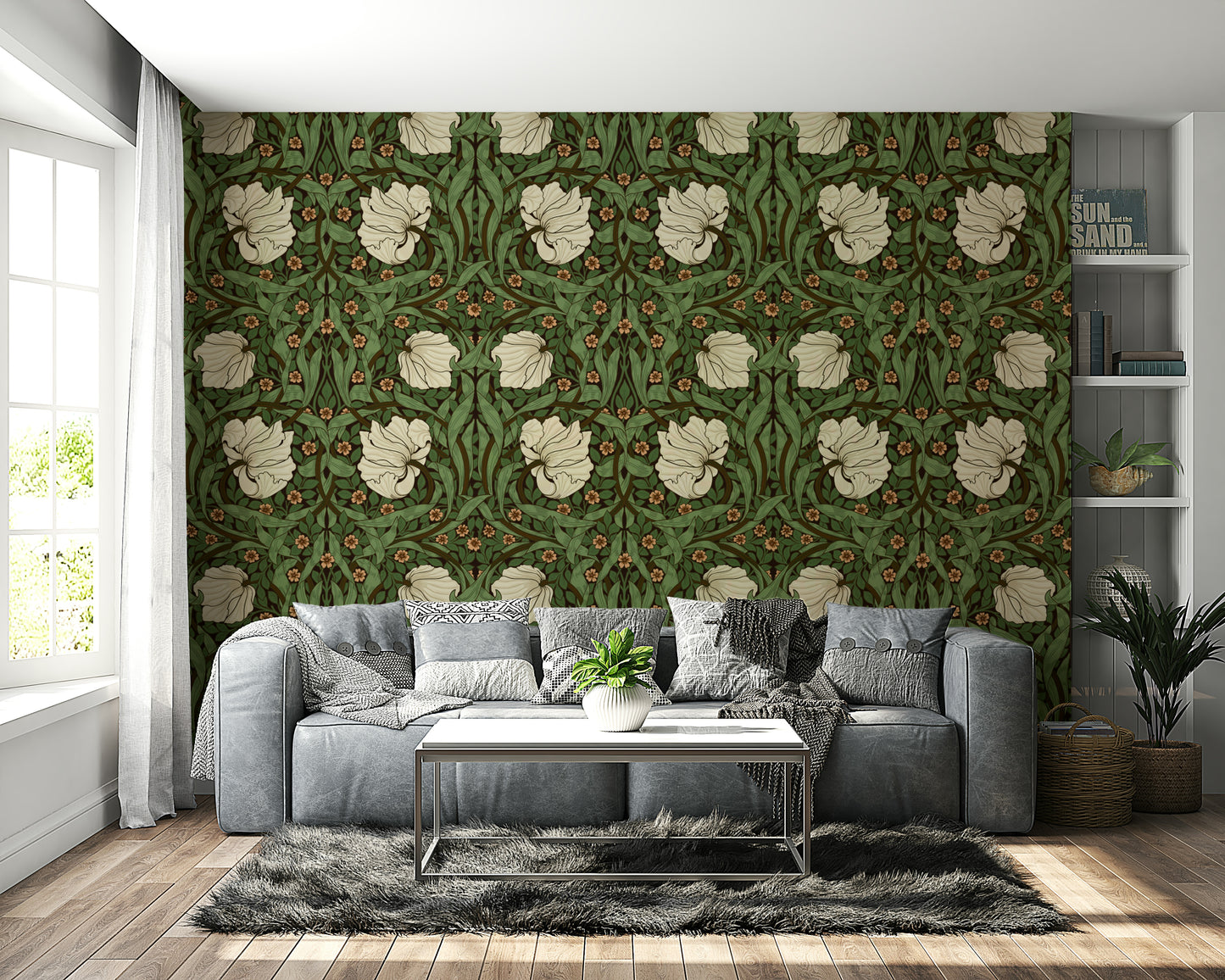 Detailed botanical wallpaper pattern

