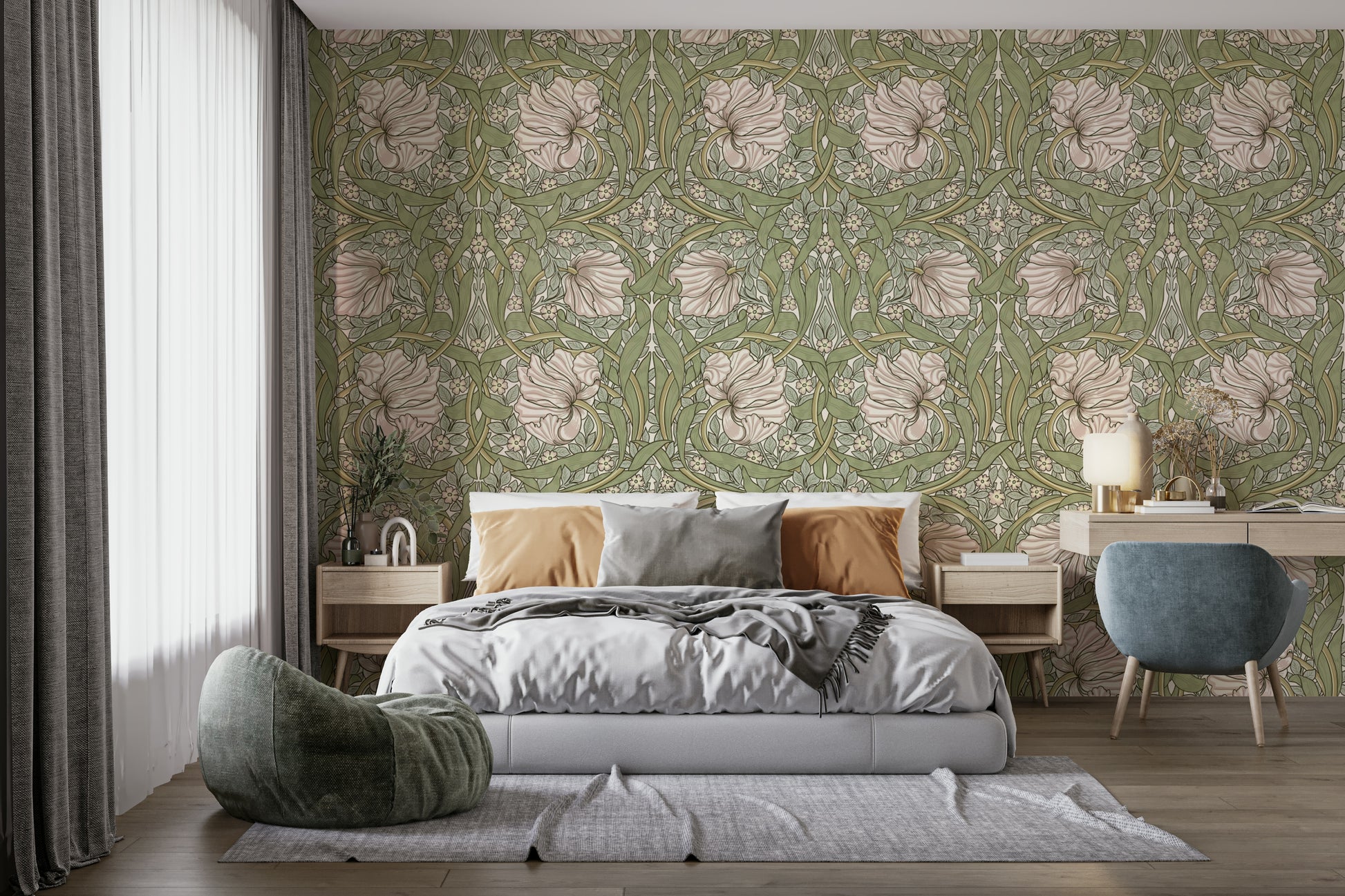 Traditional botanical wallpaper design


