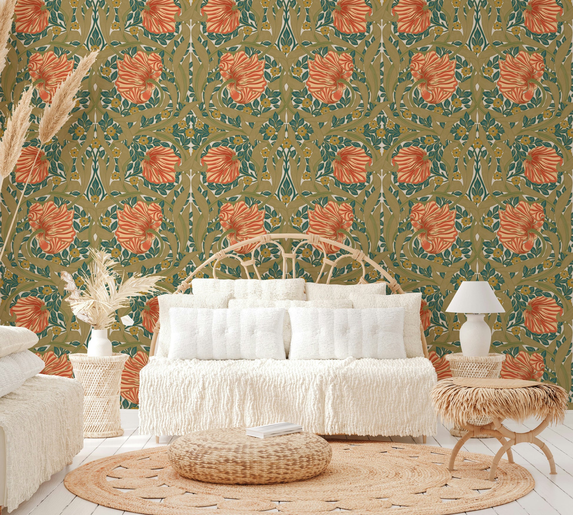 Pimpernel wallpaper with deep rich tones

