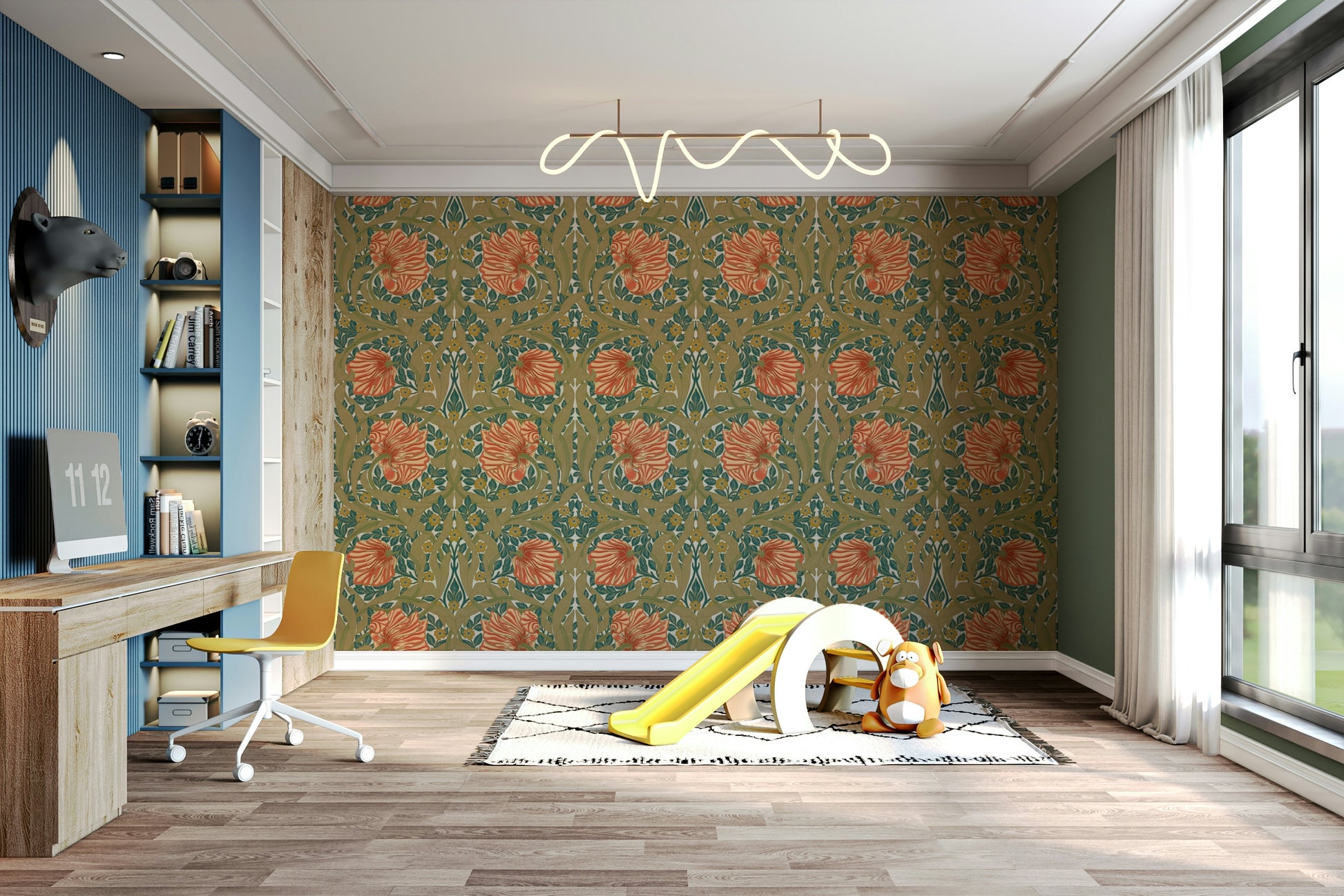 Traditional botanical wallpaper design

