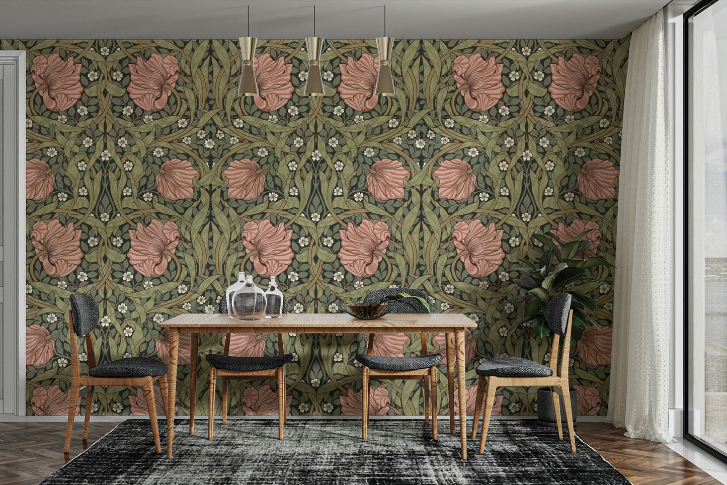 Pimpernel wallpaper with warm earthy tones

