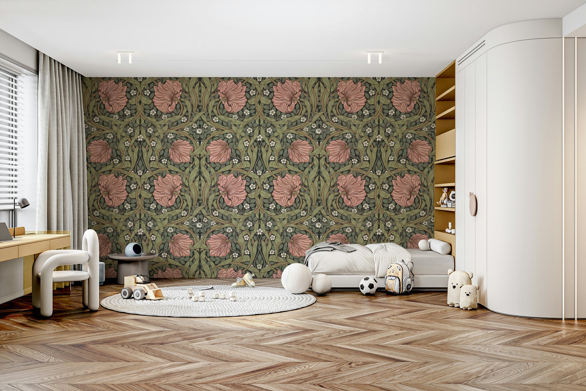 Elegant floral wallpaper for living rooms

