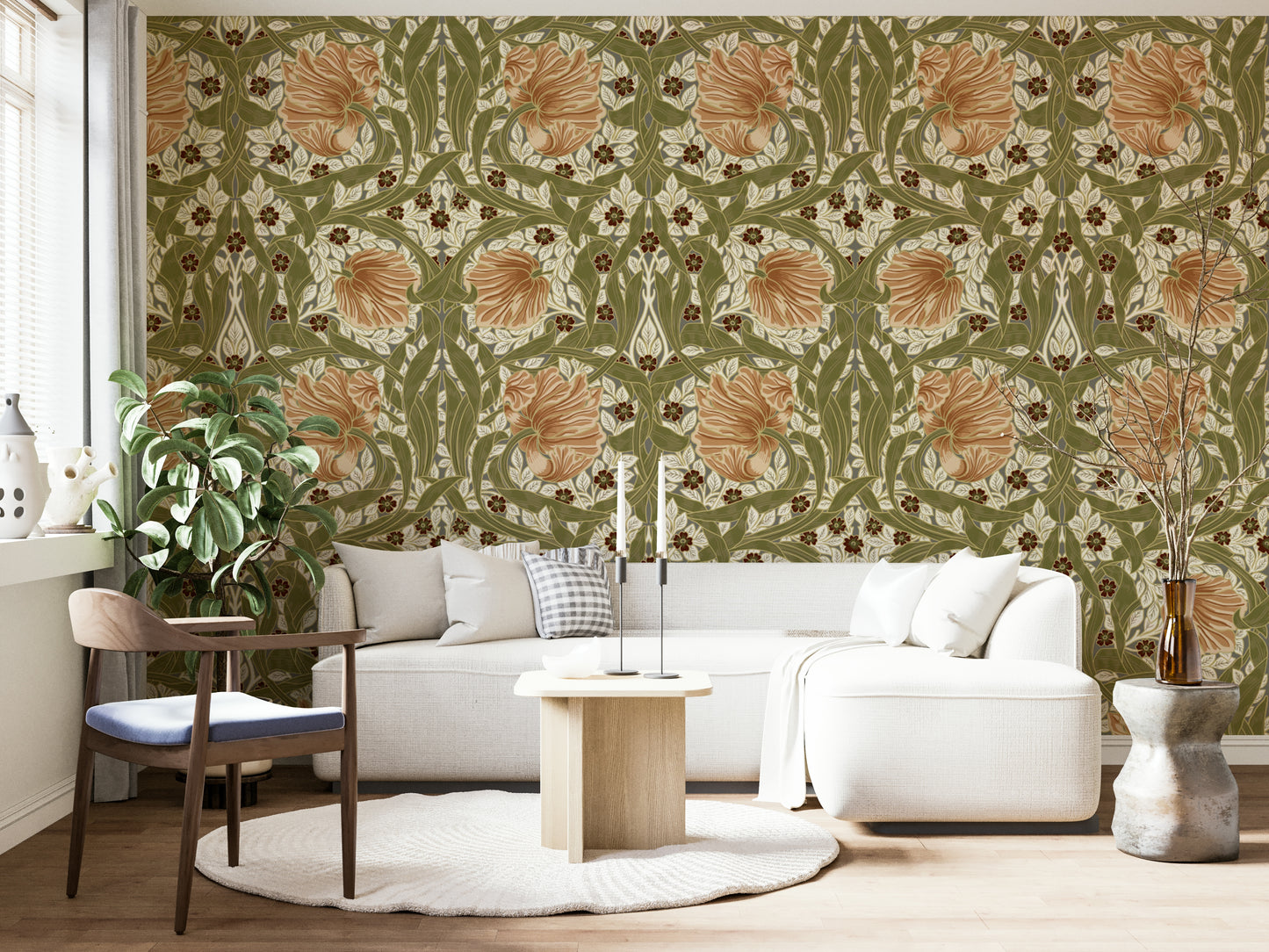 Traditional botanical wallpaper design

