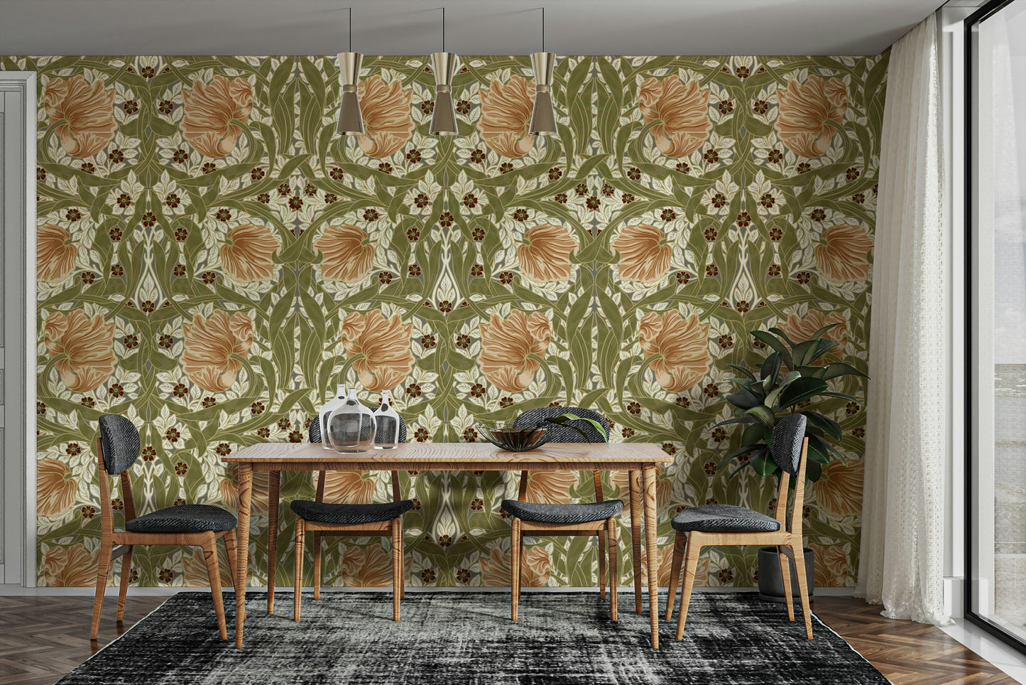 Victorian floral wallpaper design

