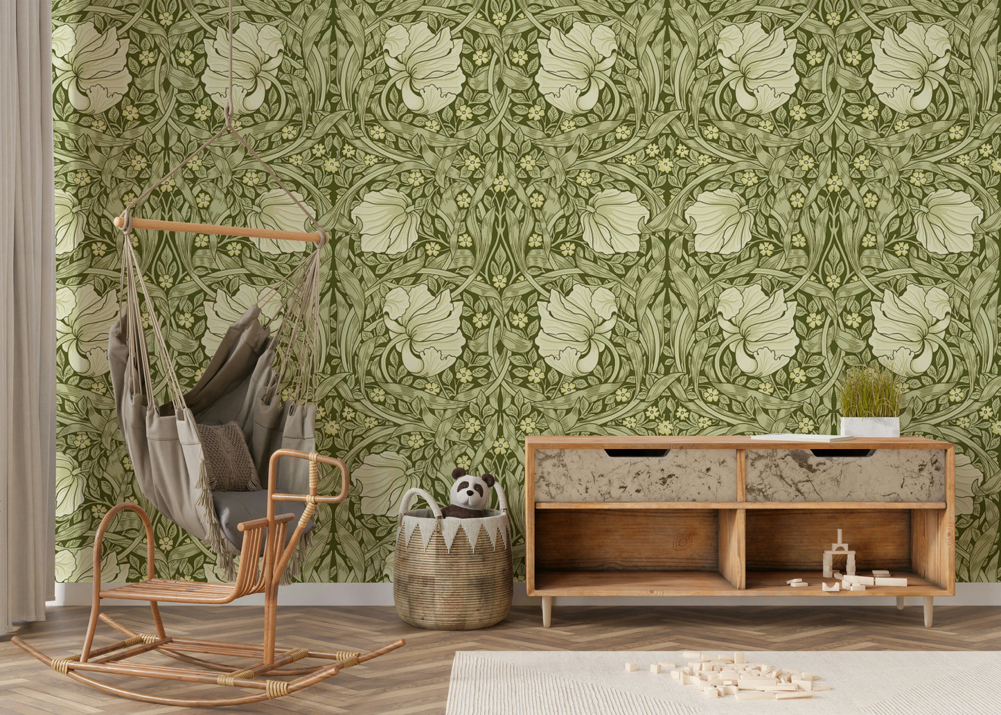 Pimpernel wallpaper with warm natural tones


