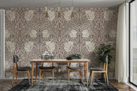 Detailed leaf and flower pattern wallpaper

