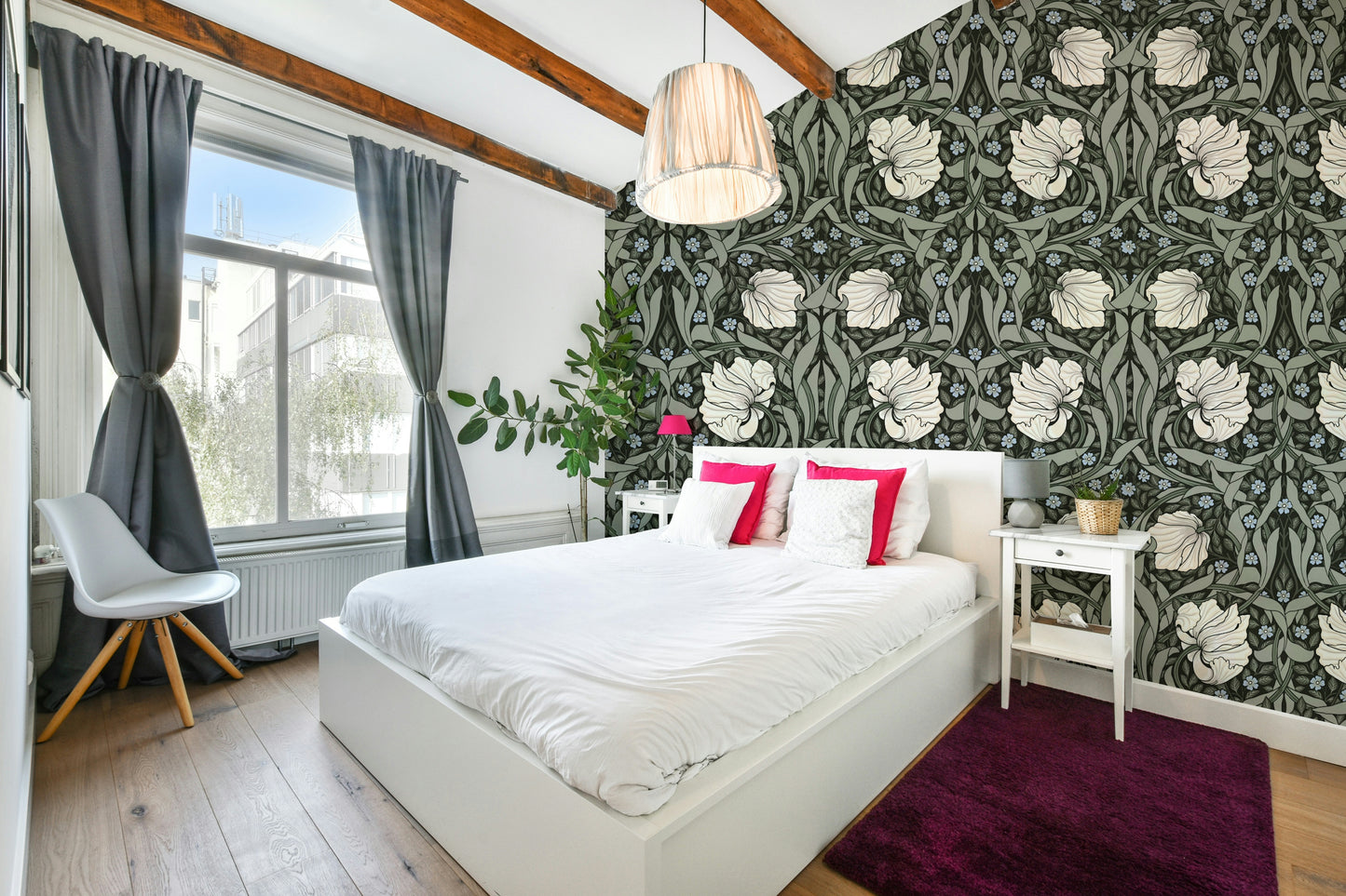 Detailed floral wallpaper for traditional interiors

